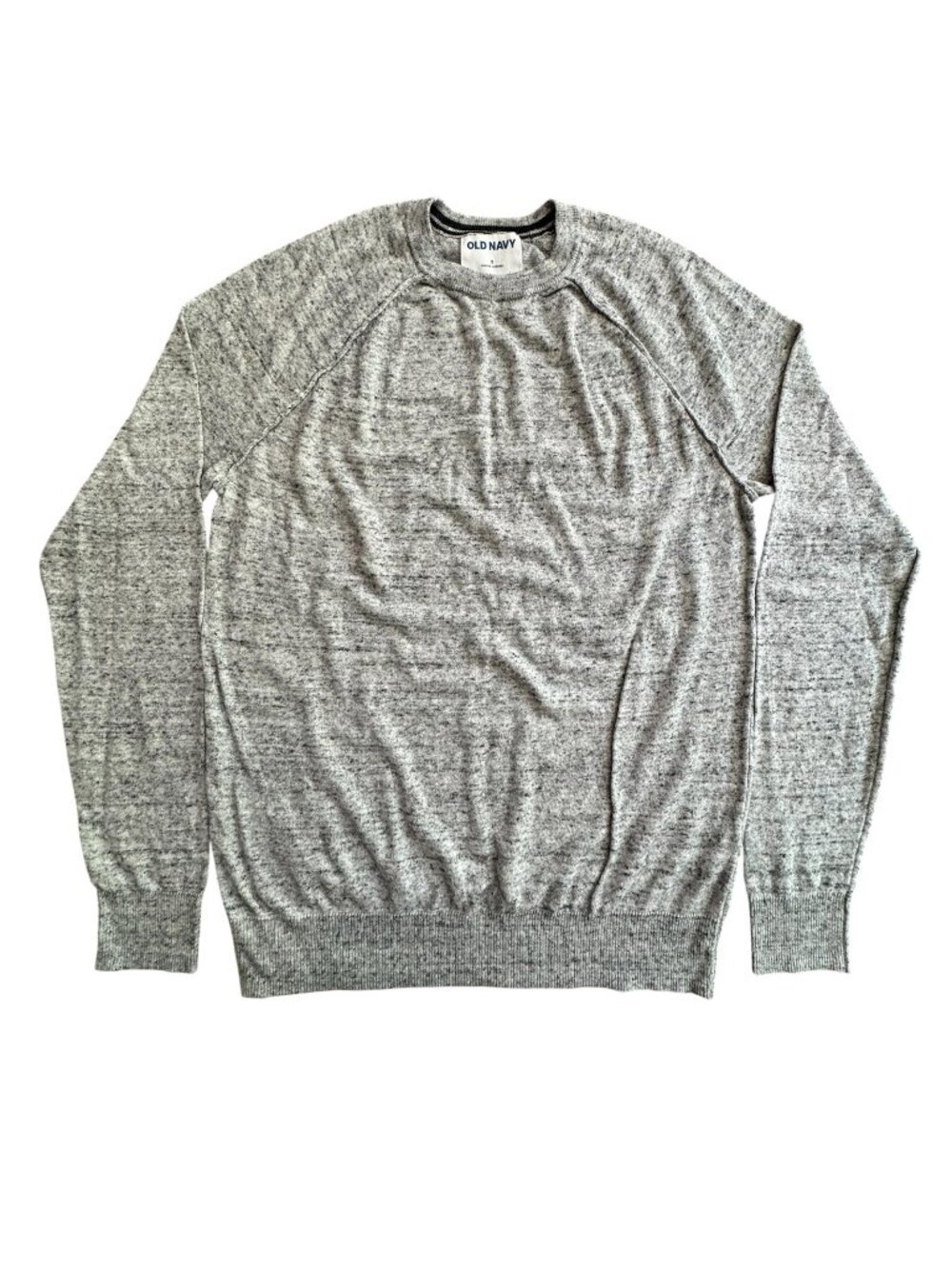 OLD NAVY Men’s Heather Gray Speckled Raglan Sleeve Lightweight Sweater, Sz S